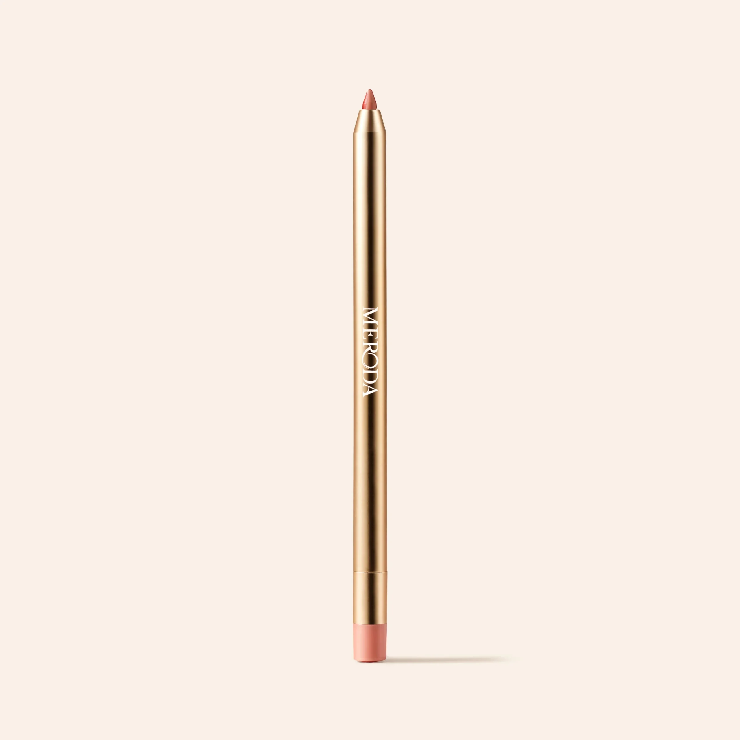 Signature Lip Pencil in Perfect Nude featuring a gold metallic casing and creamy tip on a neutral background.