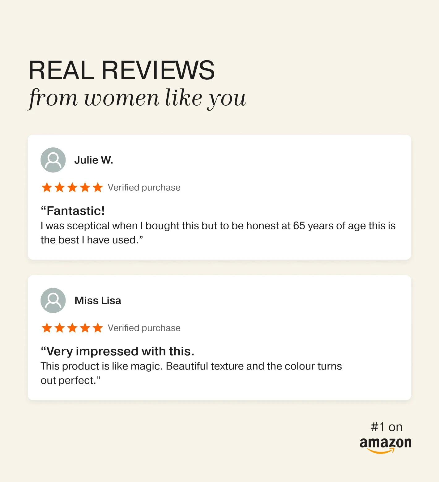 Five-star Amazon reviews for Meroda Cosmetics Changing Foundation praising its perfect color and texture.