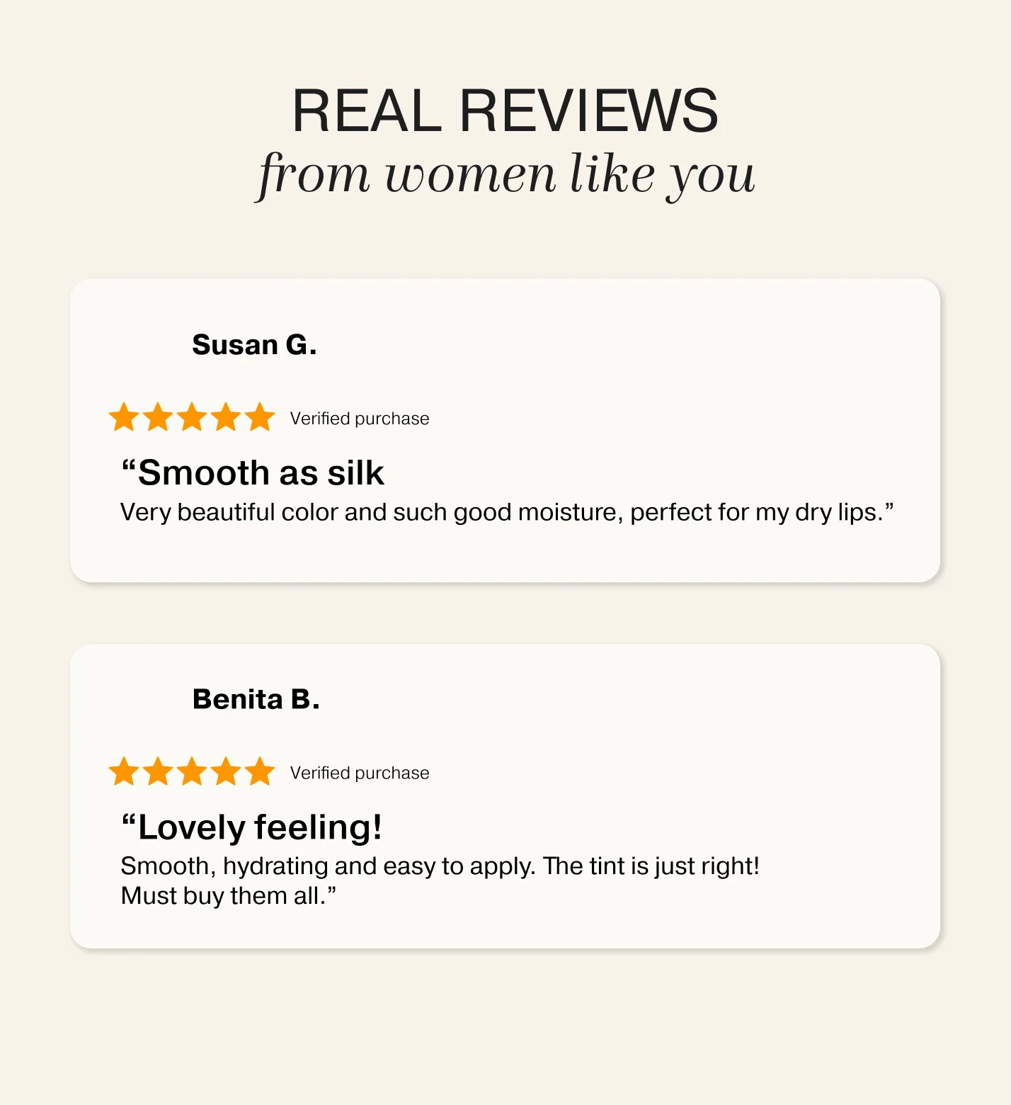 Customer reviews for the Mini Lip Tint Trio praising smooth moisture and hydrating texture.